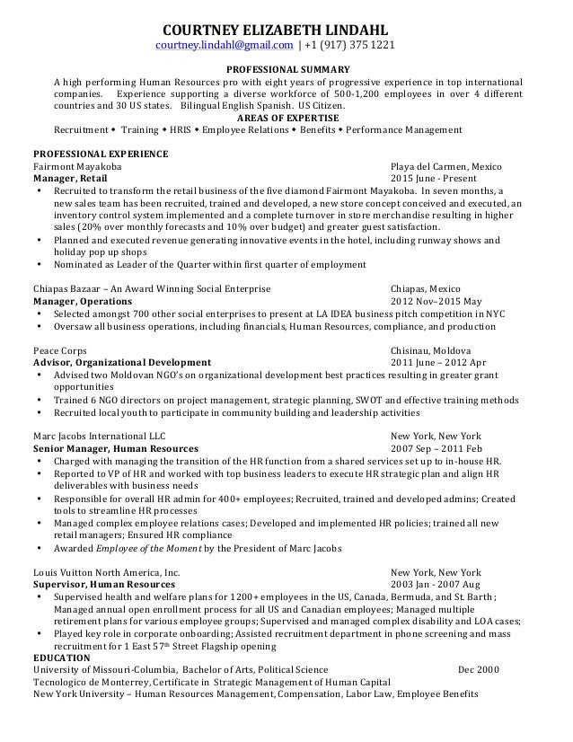 Senior HR Manager Resume