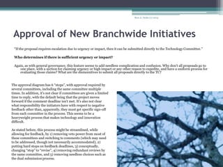 Approval of New Branchwide Initiatives
“If the proposal requires escalation due to urgency or impact, then it can be submi...