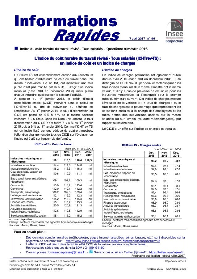 L'indice du coût horaire du travail réviséTous salariés au quatrième…