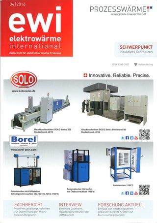 SOLO Swiss and Borel Swiss in cover of german magazine EWI N°4 2016