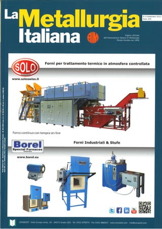 Cover La Metallurgia Italiana September 2013