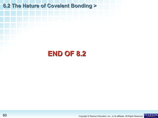 8.2 The Nature of Covalent Bonding >

END OF 8.2

60

Copyright © Pearson Education, Inc., or its affiliates. All Rights Reserved.

 