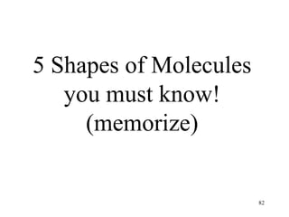 5 Shapes of Molecules
you must know!
(memorize)
82
 