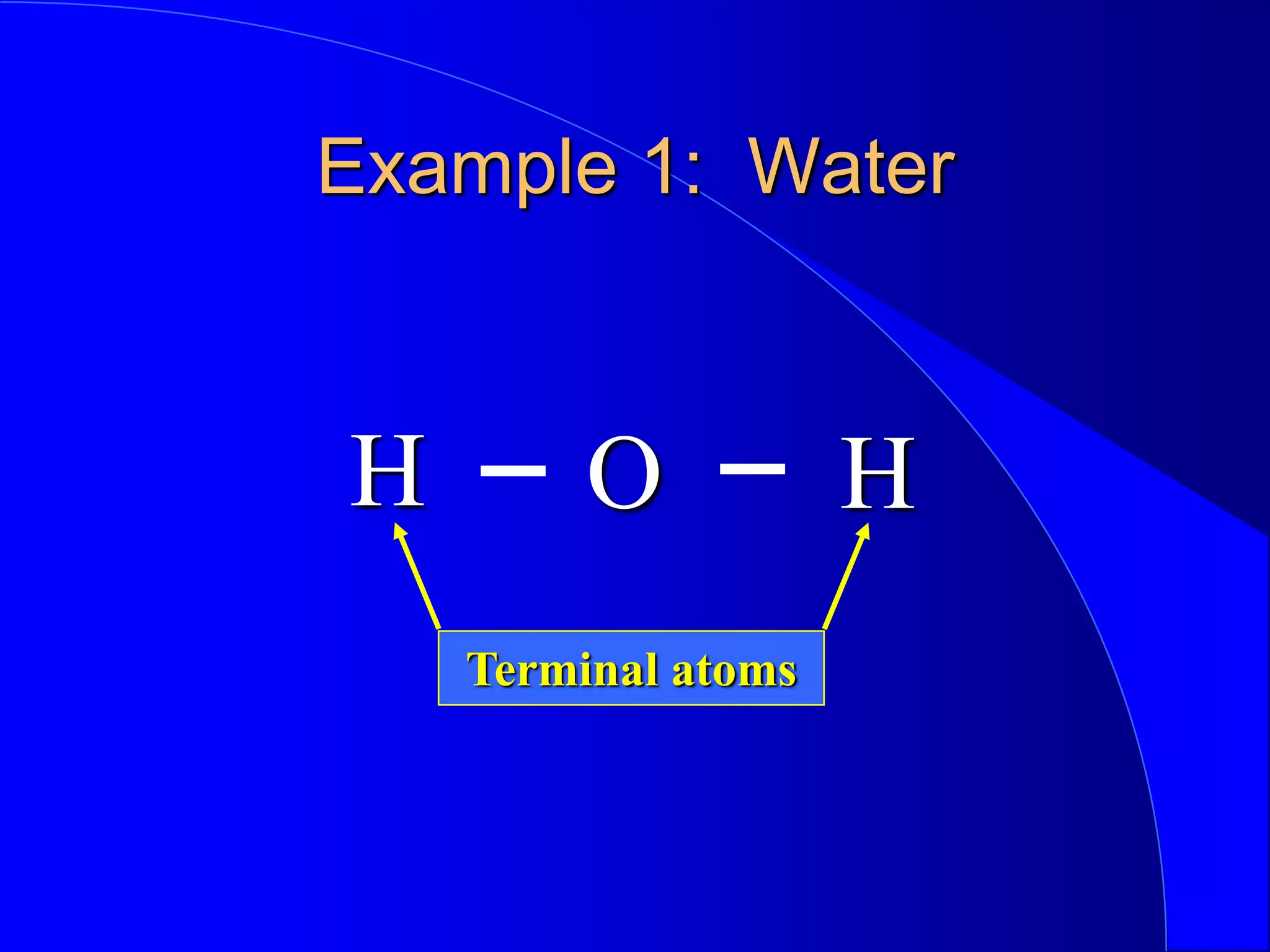 Example 1: Water
H H
O
Terminal atoms
 