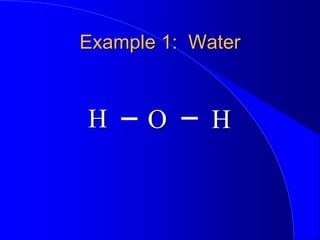 Example 1: Water
H H
O
 