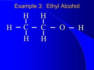 Example 3: Ethyl Alcohol
C O
C
H H
H H
H H
 