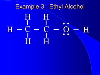 Example 3: Ethyl Alcohol
C O
C
H H
H H
H H
 