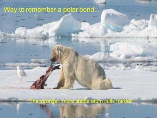 Way to remember a polar bond... 
The stronger, more stable atom pulls harder! 
 