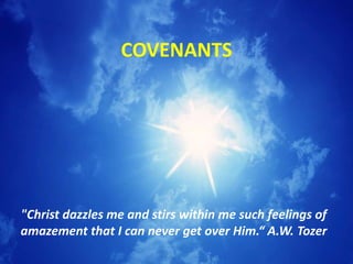 COVENANTS




"Christ dazzles me and stirs within me such feelings of
amazement that I can never get over Him.“ A.W. Tozer
 