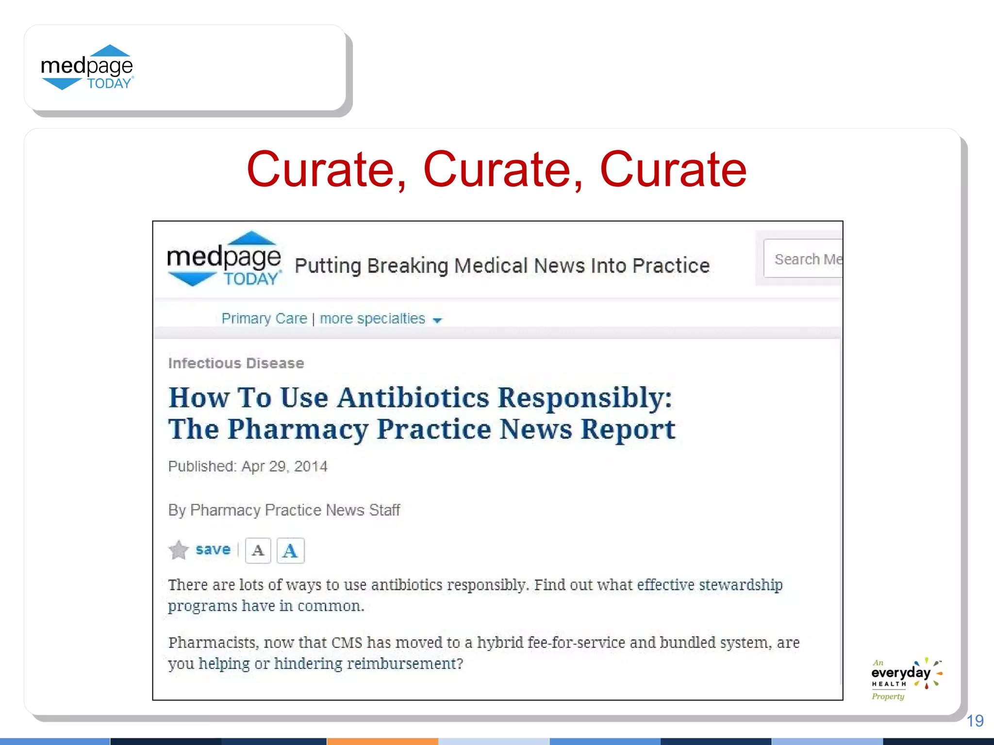 19
Curate, Curate, Curate
 