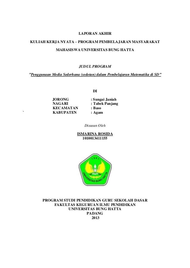 Cover Laporan Kkn Ppm Ubh 2013