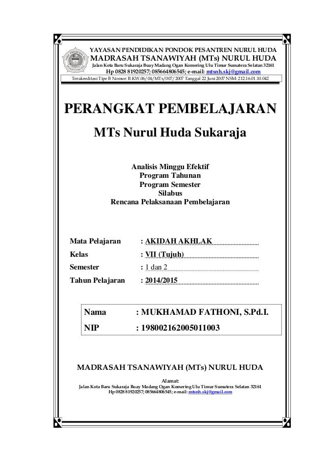 Contoh Cover Perangkat Pembelajaran Guru Paud