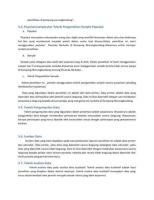 Contoh Laporan Penelitian Narkoba