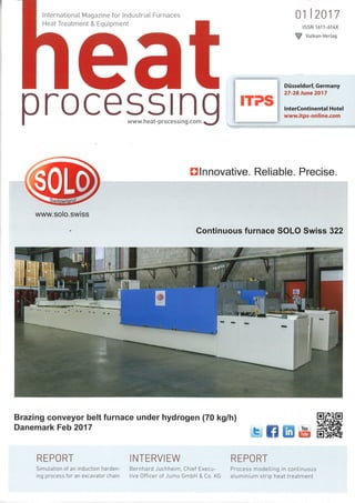 SOLO Swiss Group and Borel Swiss in cover of international magazine Heat Processing N°1 2017