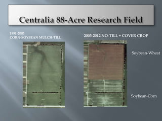 1991-2003
CORN-SOYBEAN MULCH-TILL   2003-2012 NO-TILL + COVER CROP



                                                Soybean-Wheat




                                                Soybean-Corn
 