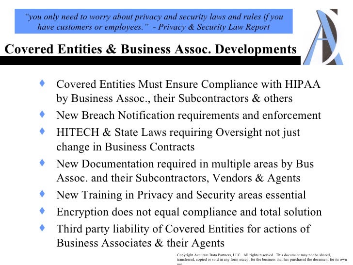 Covered Entity Presentation Regarding Business Associates[1]