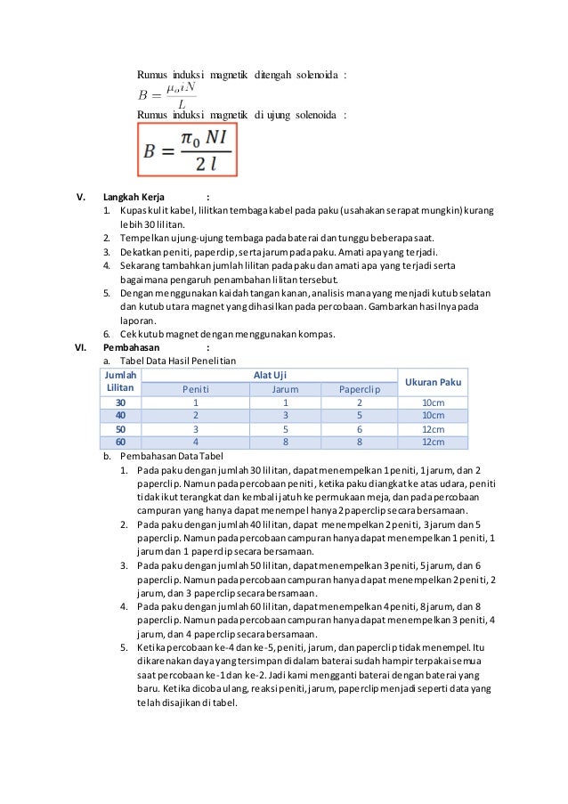 Laporan Praktikum Fisika Medan Magnet (Solenoida/Paku)