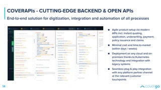 COVERAPIs - CUTTING-EDGE BACKEND & OPEN APIs
End-to-end solution for digitization, integration and automation of all proce...