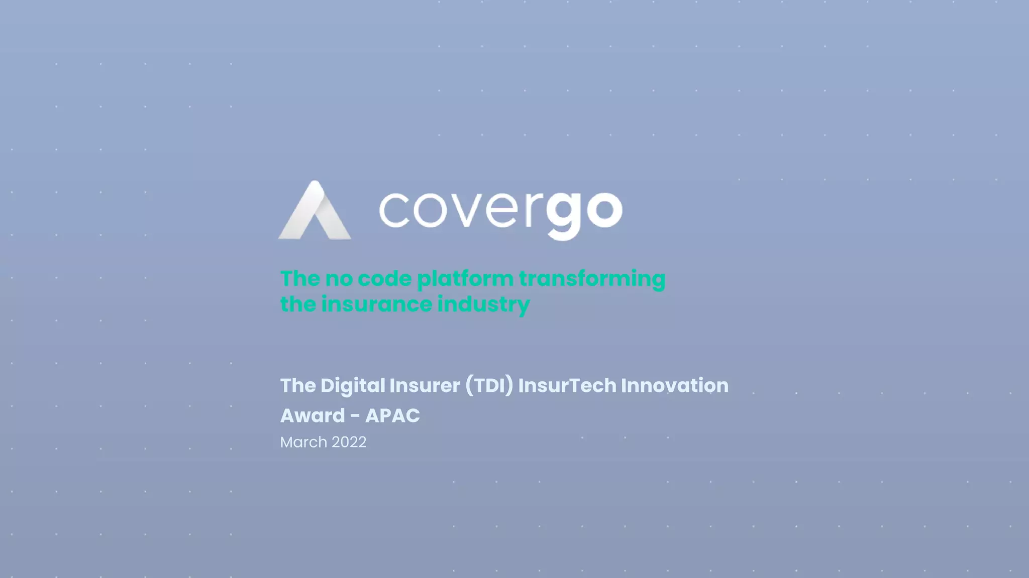 Go Modular Insurtech Logo CoverGo - InsurTech Innovation Award 2022 | PPTX