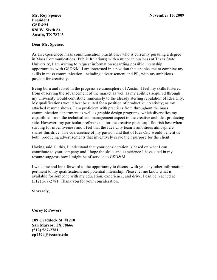 Public affairs and communications cover letter