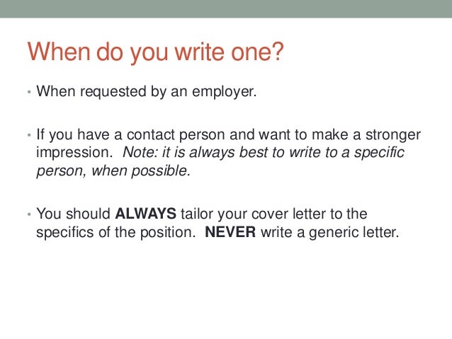 Cover letter to specific person