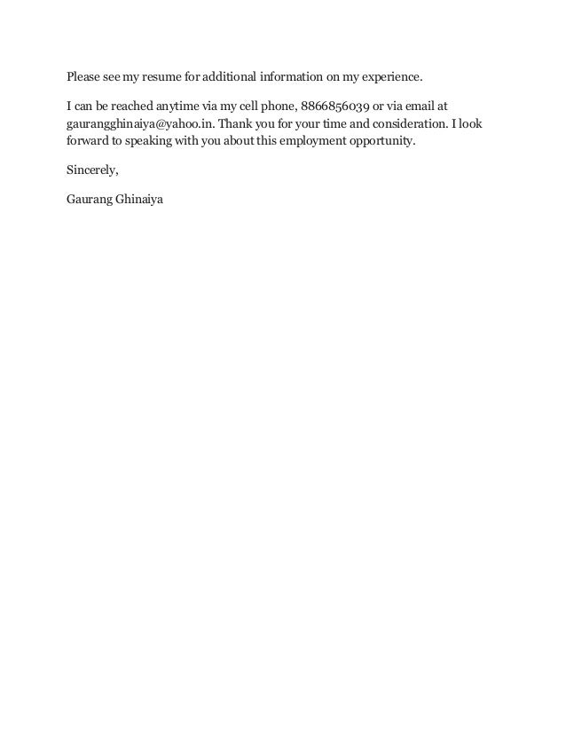 cover letter thank you for your consideration