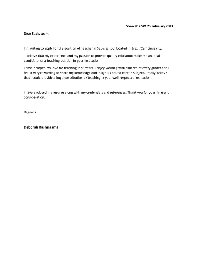 Cover Letter To Get A Teaching Job
