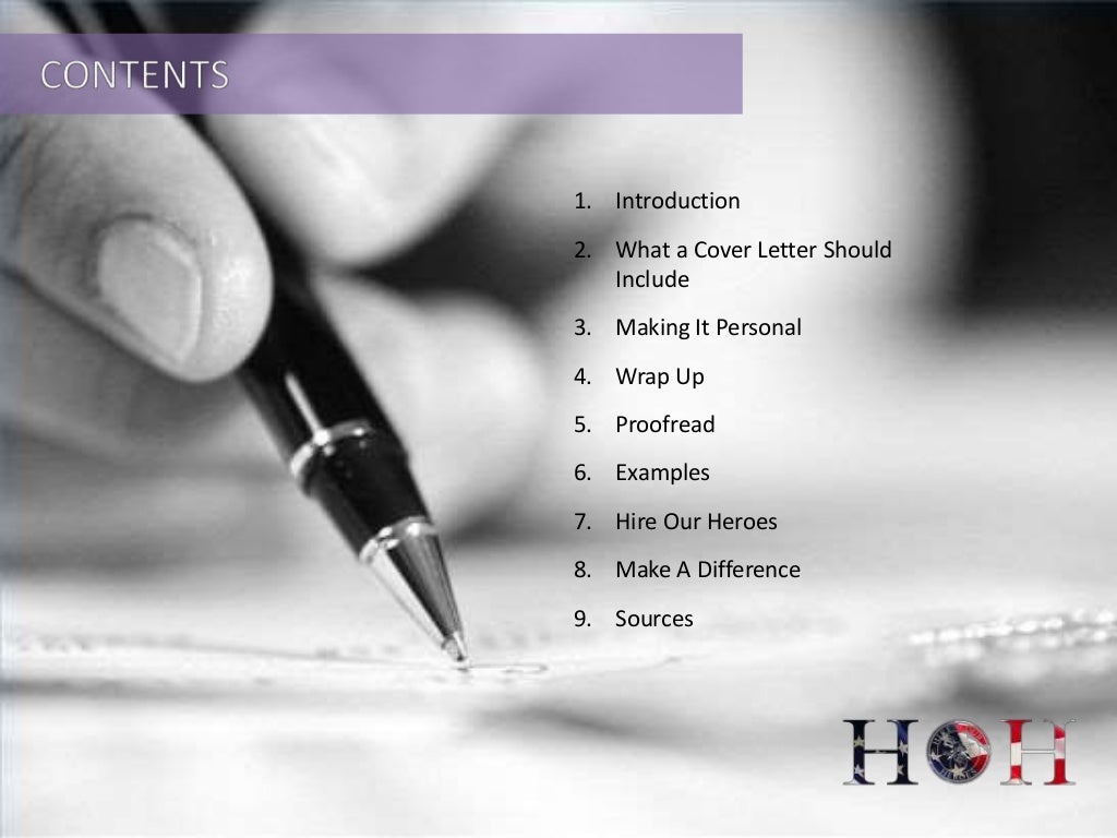 cover letter should include