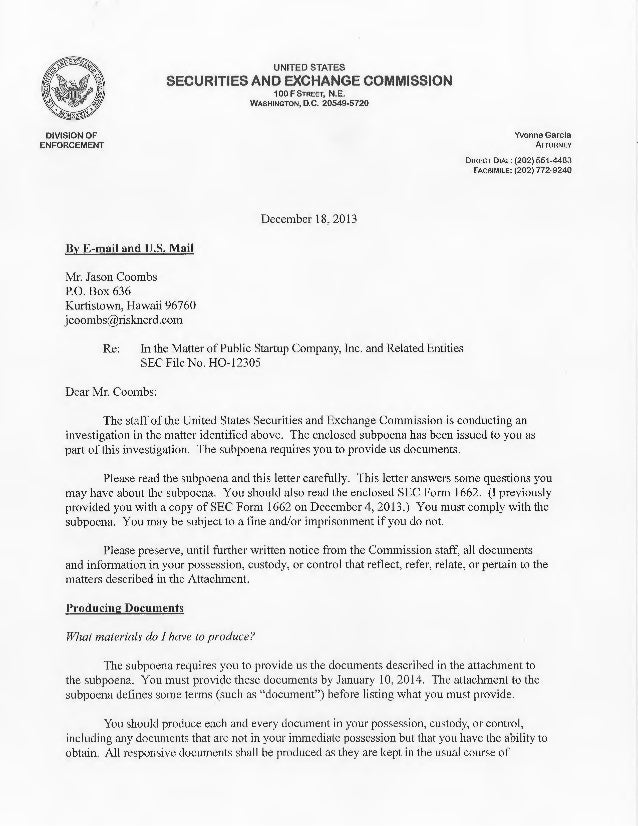 Document Subpoena Cover Letter Document Subpoena Cover Letter