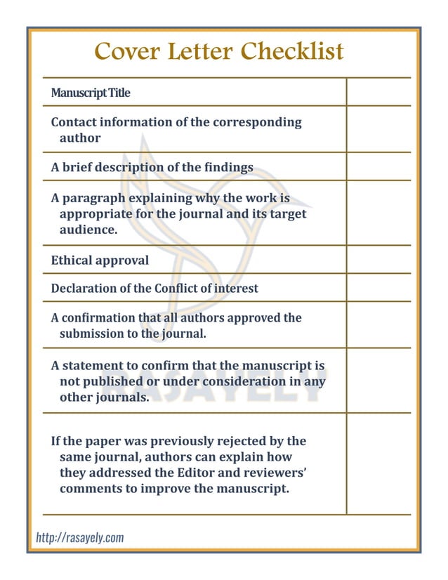 Cover letter checklist PDF