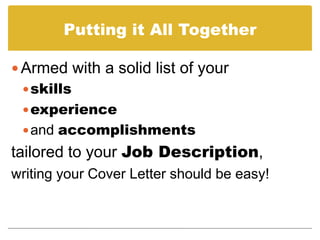 Prepare a Cover Letter using a Job Description