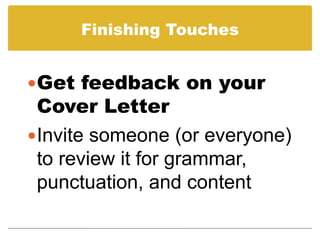 Prepare a Cover Letter using a Job Description