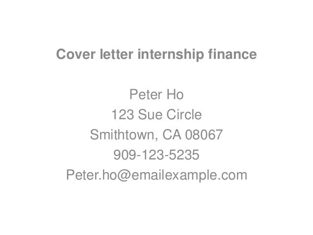 Cover letter finance internship