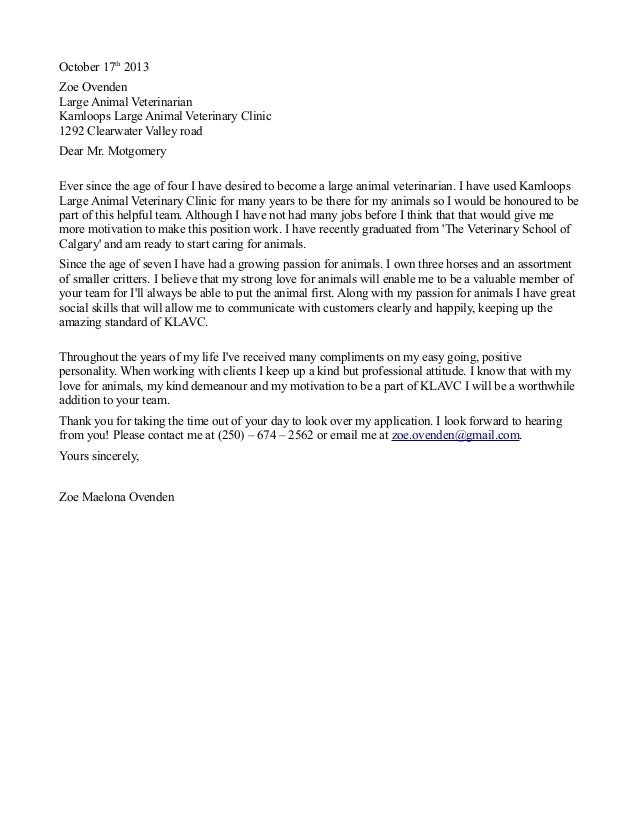 cover letter klavc veterinarian cover letters