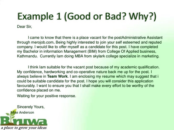 cover letter presentation cover letter presentation