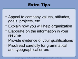 Cover Letters (Purdue) | PPT