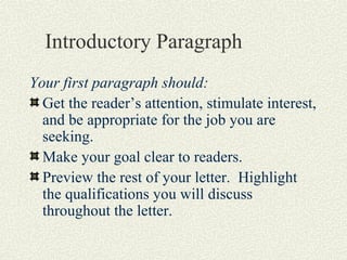 Work Introduction Paragraph Examples Cover letters | PPT