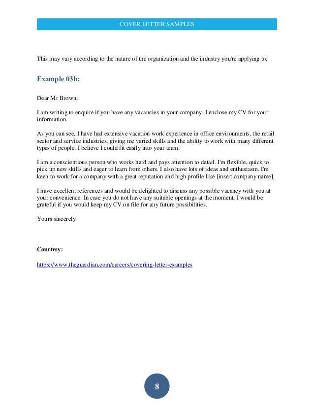 service industry cover letters