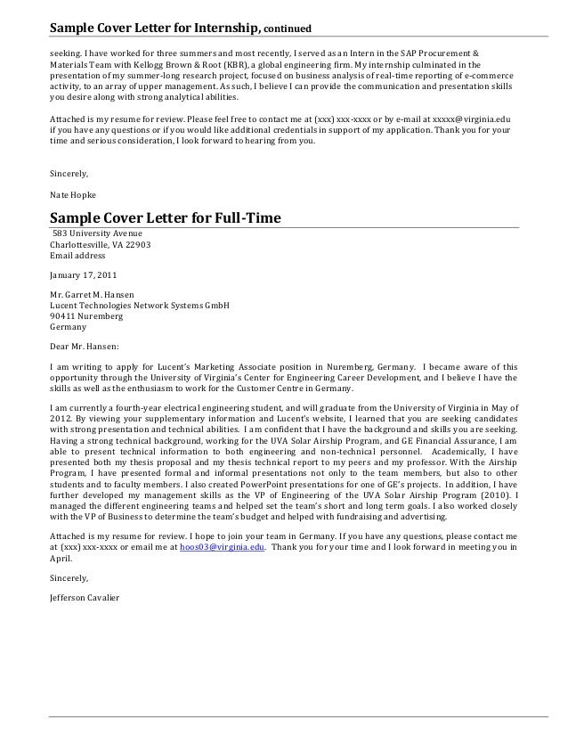 Cover letter for career fair