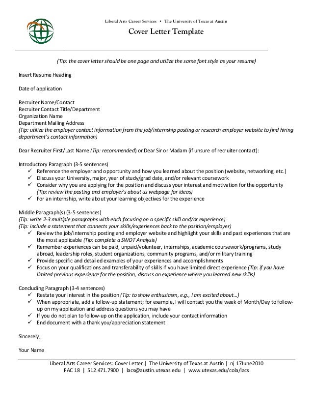 Cover letter template