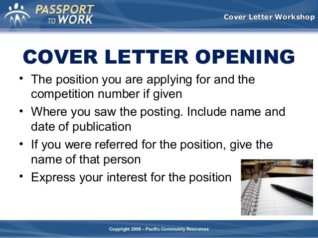 Cover Letter Workshop
