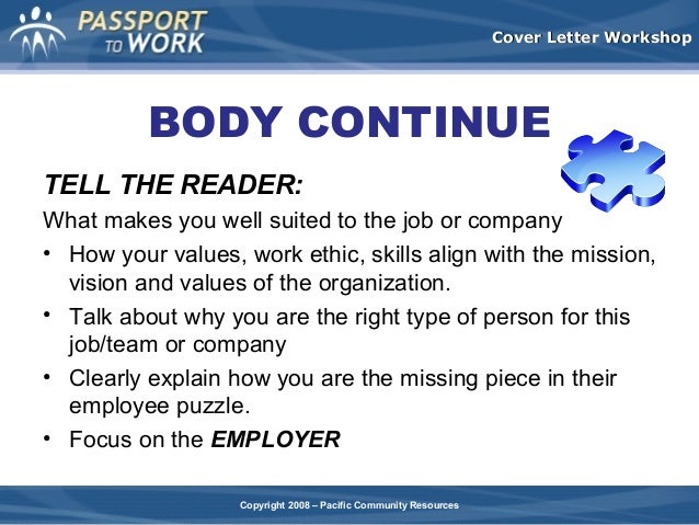 Cover letter company values