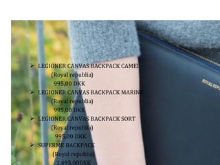  LEGIONER CANVAS BACKPACK CAMEl
(Royal republia)
995,00 DKK
 LEGIONER CANVAS BACKPACK MARINE
(Royal republia)
995,00 DKK
 LEGIONER CANVAS BACKPACK SORT
(Royal republia)
995,00 DKK
 SUPERME BACKPACK
(Royal republia)
1.495,00DKK
 