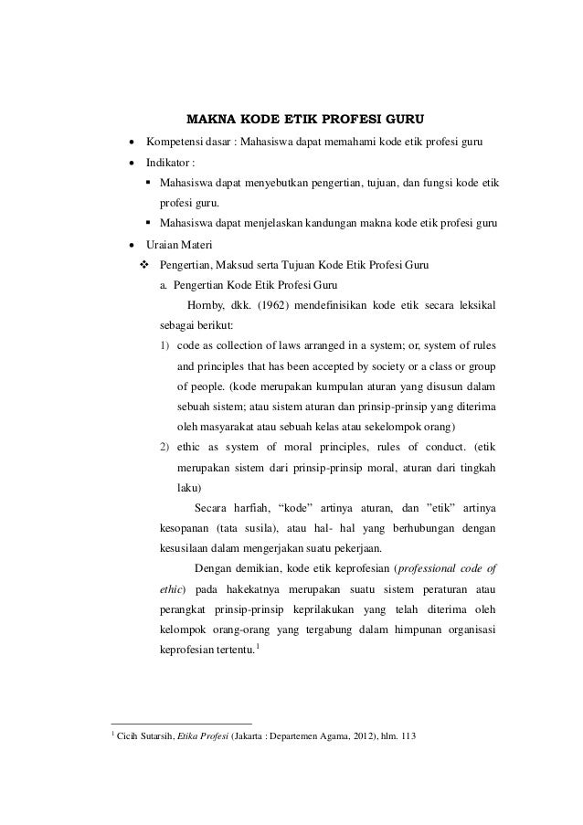 Makna Kode Etik Profesi Guru