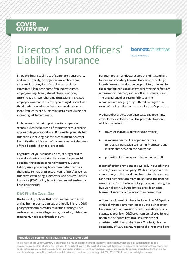 Cover Overview :Directors and Officers
