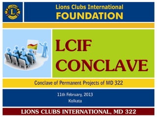 Cover page of lcif conclave of permanent projects, md 322