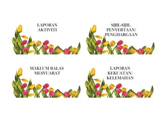 MAKLUM BALAS
MESYUARAT
LAPORAN
AKTIVITI
LAPORAN
KEKUATAN/
KELEMAHAN
SIJIL-SIJIL
PENYERTAAN/
PENGHARGAAN
 