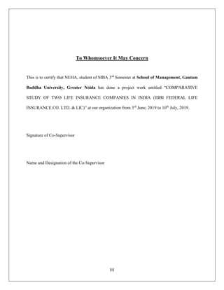 IDBI Federal Comparative study with LIC | PDF