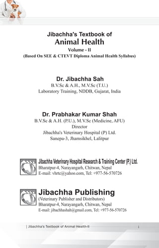 Jibachha's Textbook of Animal Health Volume-II | PDF