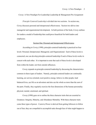 Covey Paper | DOC